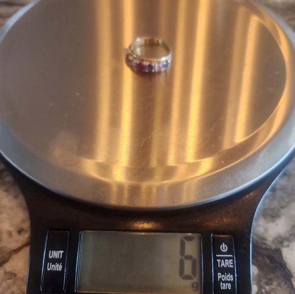 10K Gold Genuine Ruby Sapphire Amethyst Rainbow Band Ring
